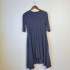 Women's Sized Medium Asymmetrical Gray and Blue Midi Dress